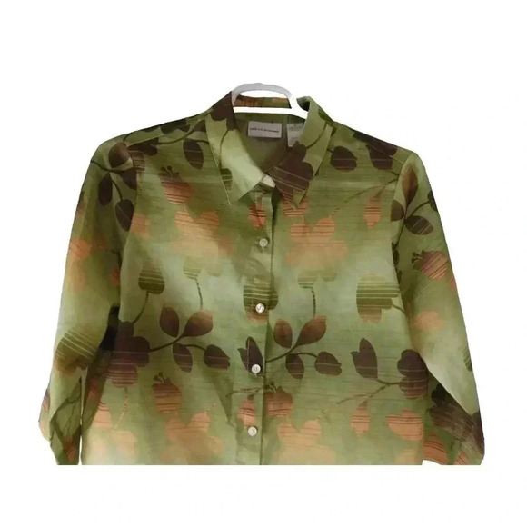 Alfred Dunner SZ 16 Women’s Light Weight Over Blouse Top Fall Floral 3/4 Slve - Picture 2 of 10